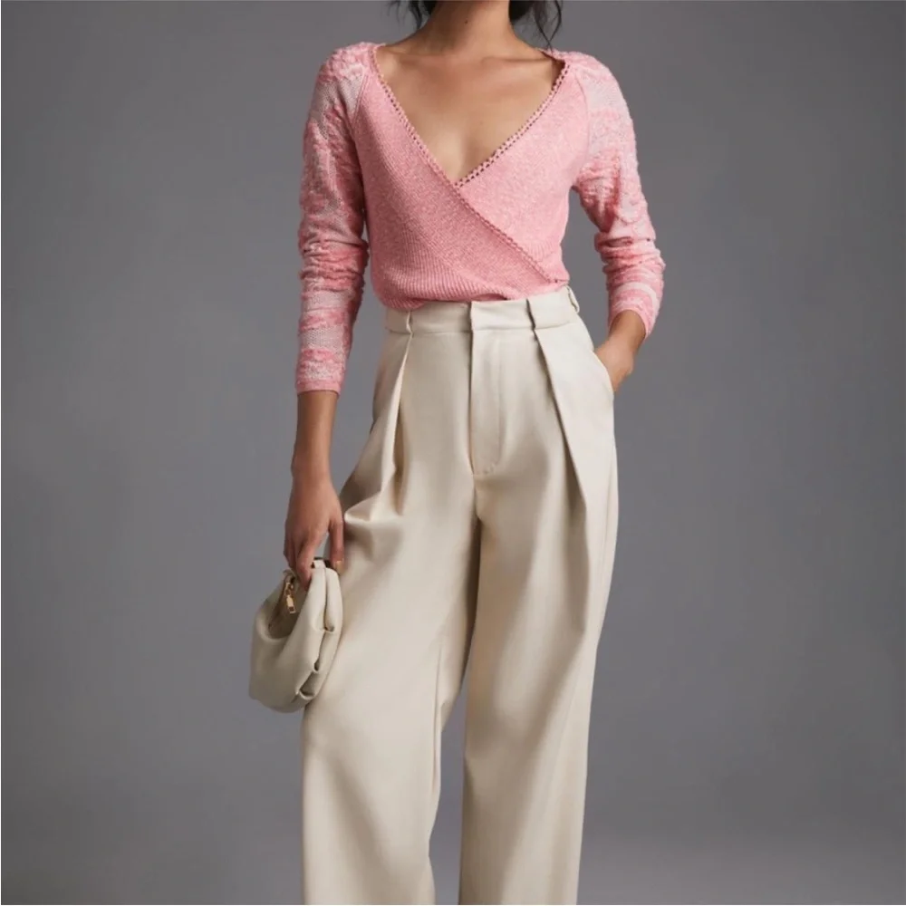 By Anthropologie Lace-Sleeve Sweater Pink S - Picture 4 of 11